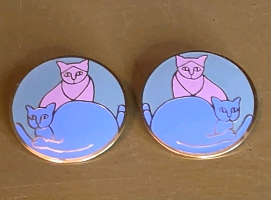 1980s Earrings Cats Meow