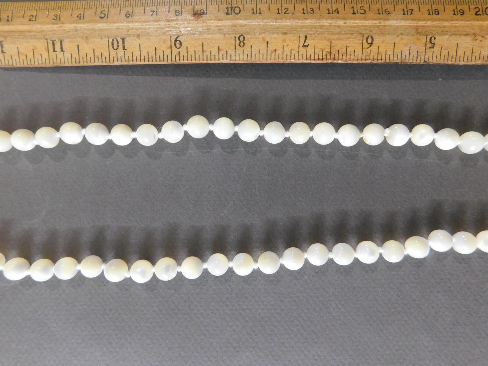 ANTIQUE HAND TIED OPALINE GLASS BEAD NECKLACE