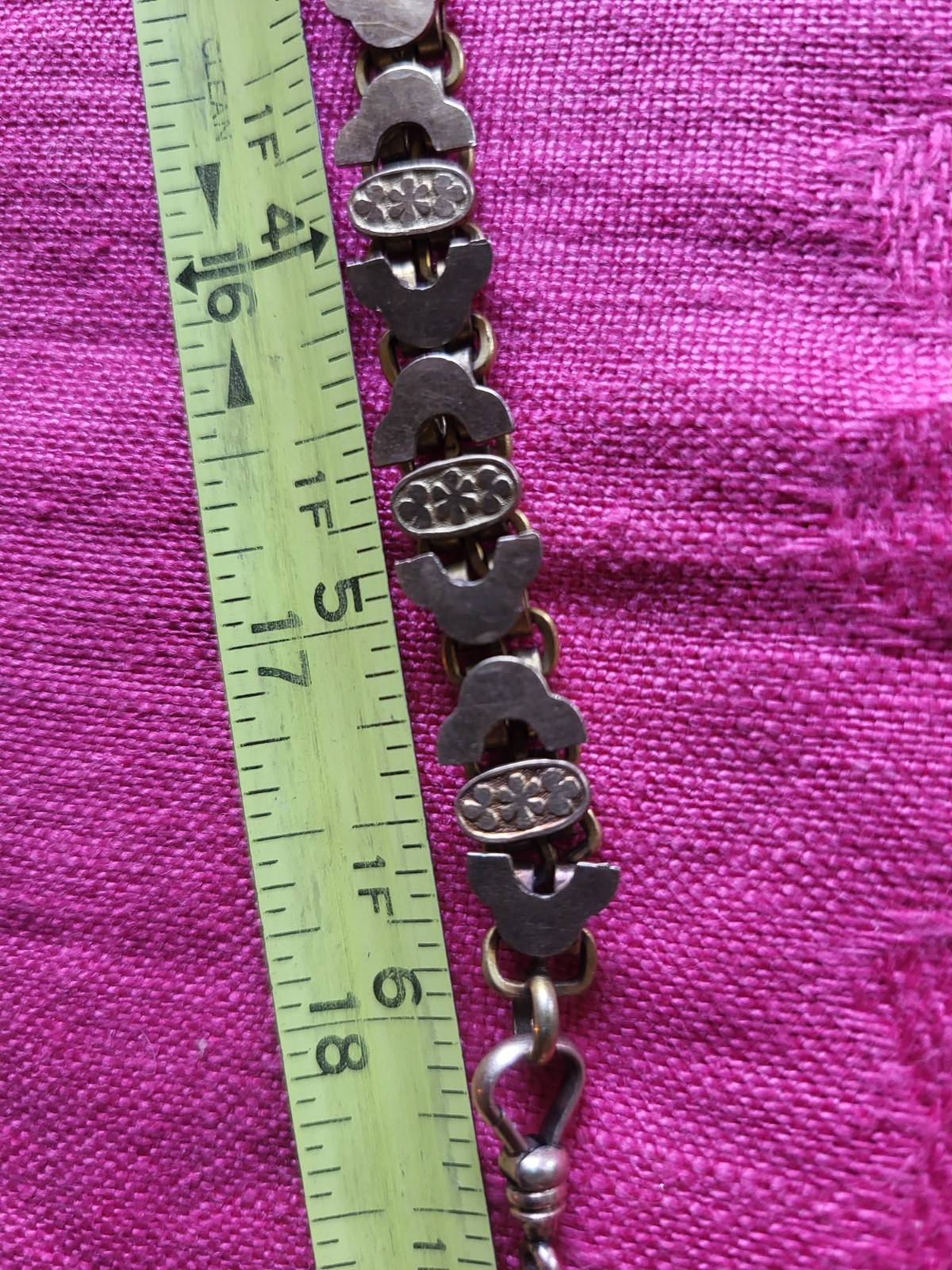 Antique Victorian Gold Filled Book Chain With Etruscan Charms OOAK