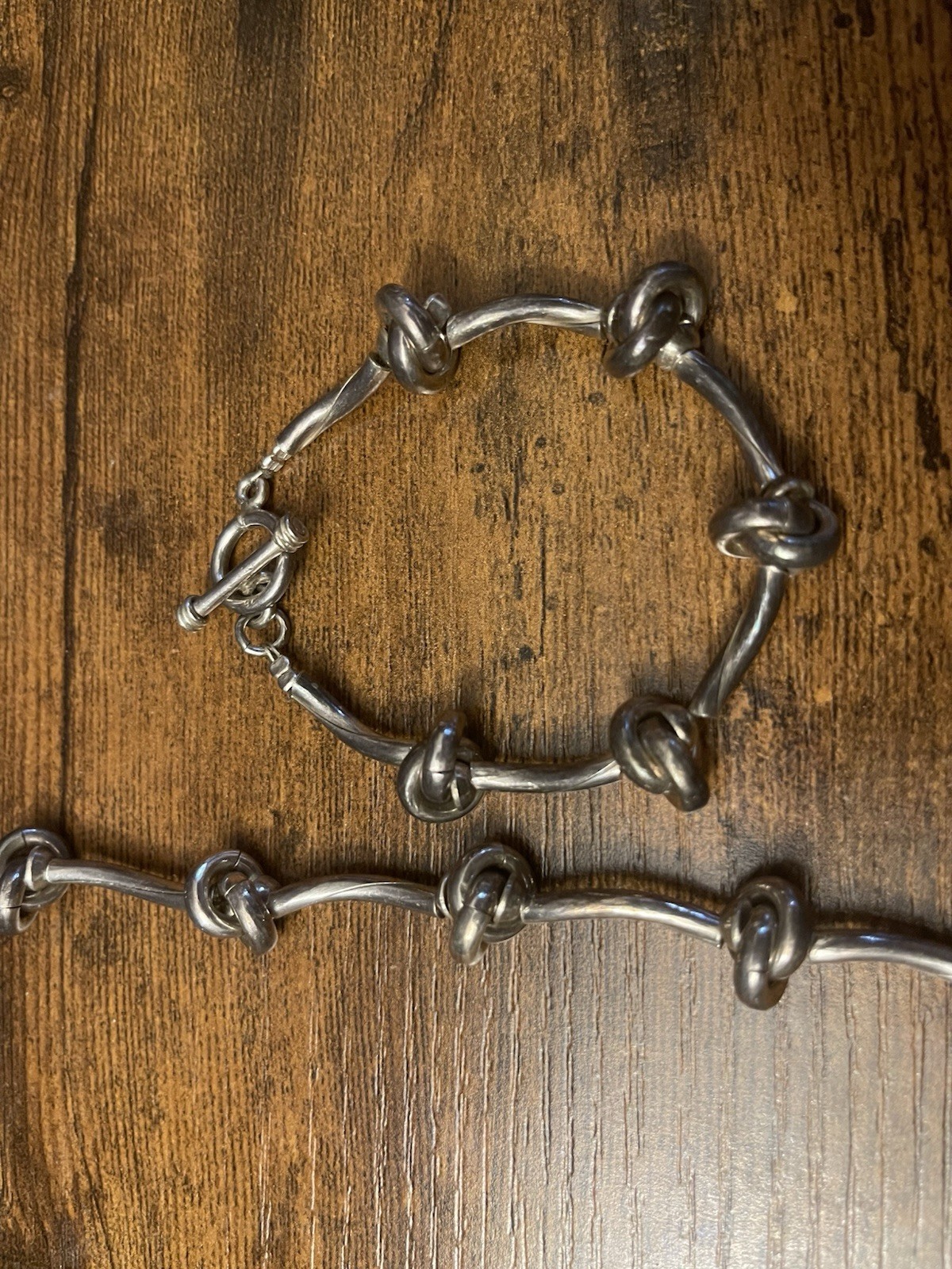 Vintage 1980s Hand Forged 925 Sterling Silver Love Knot Demi Parure Set 80 Grams