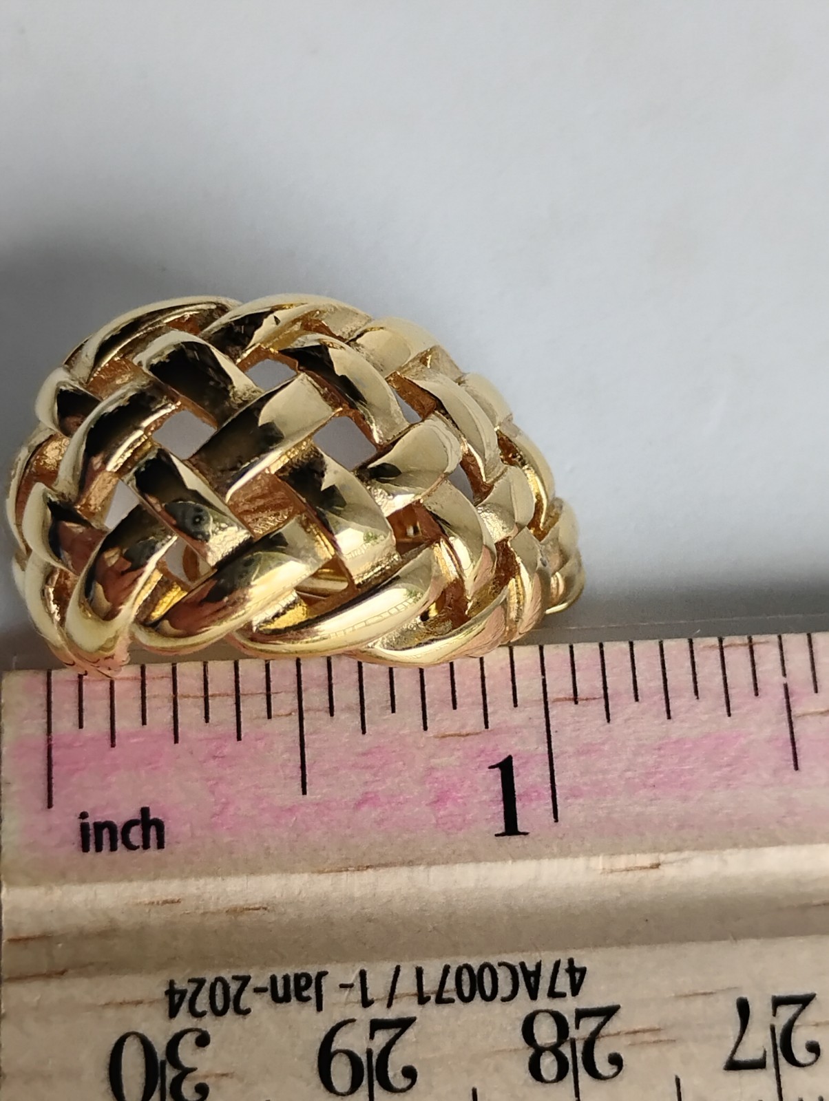VTG Givenchy Clip On Earrings Lg Tapered Basket Weave Goldtone Signed France 1″