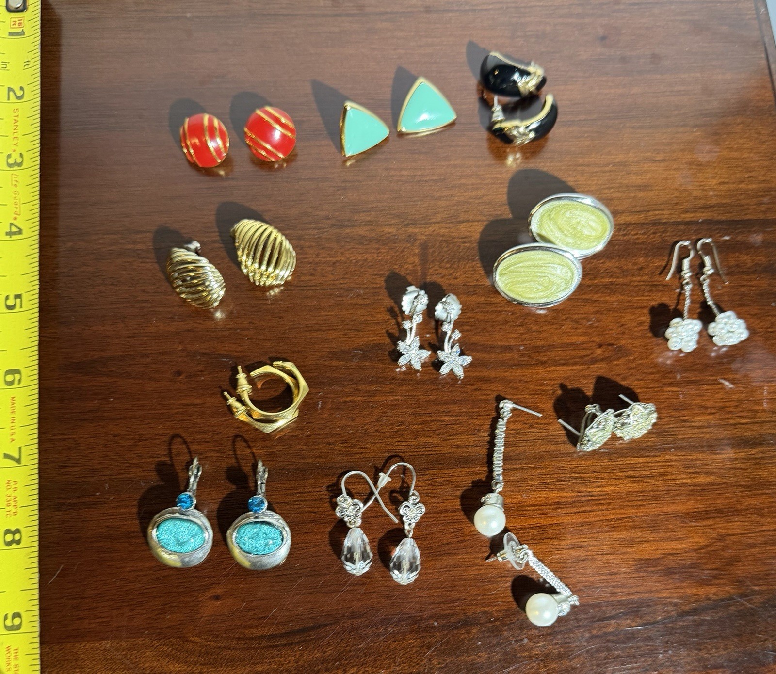 Lot of 12 Vintage 80’s Era Earrings Pierced Monet Trifari Sparkle Enamel