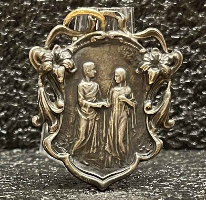 France Art Nouveau 1928 couple commitment design flowers lovely sign “GD” silver