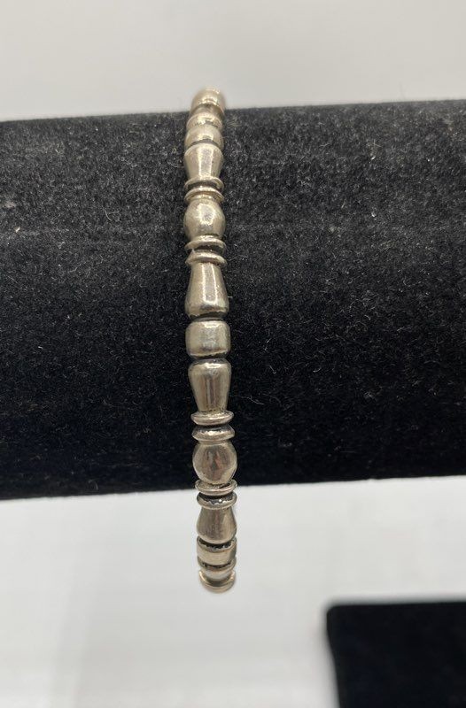 Hawthorne Sterling Silver 925 Spindle Textured Bangle Bracelet 7 7/8″ 14.2g