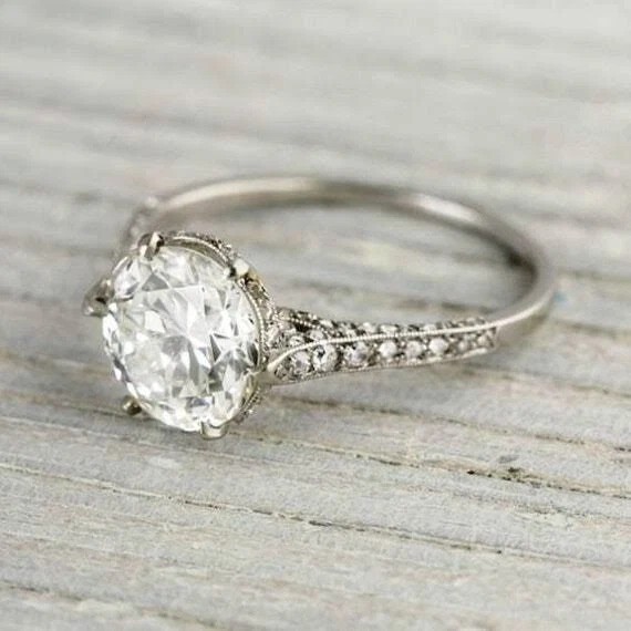 2.00Ct Round Cut Lab Created Diamond 925 Silver Engagement Bridal Ring