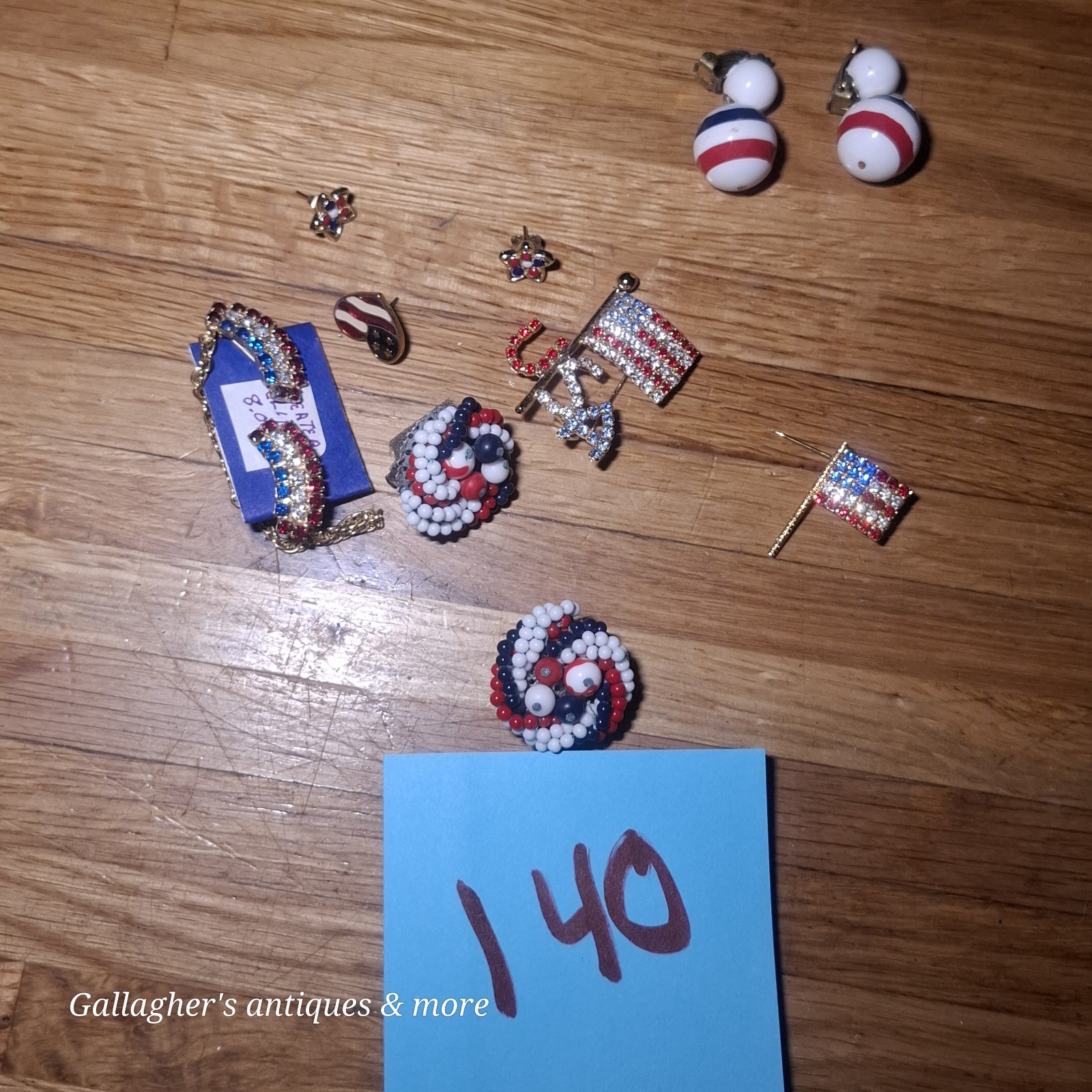 Vintage RED WHITE BLUE American Flag Jewelry Lot Patriotic USA 4th Of July 140