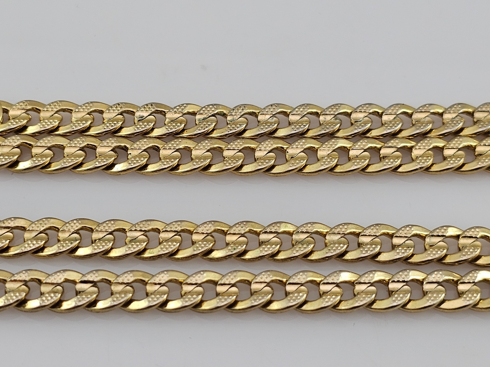 Large Gold Tone Curb Chain Necklace 30″ 6.4mm 42.1g Stamped 14K Not Gold