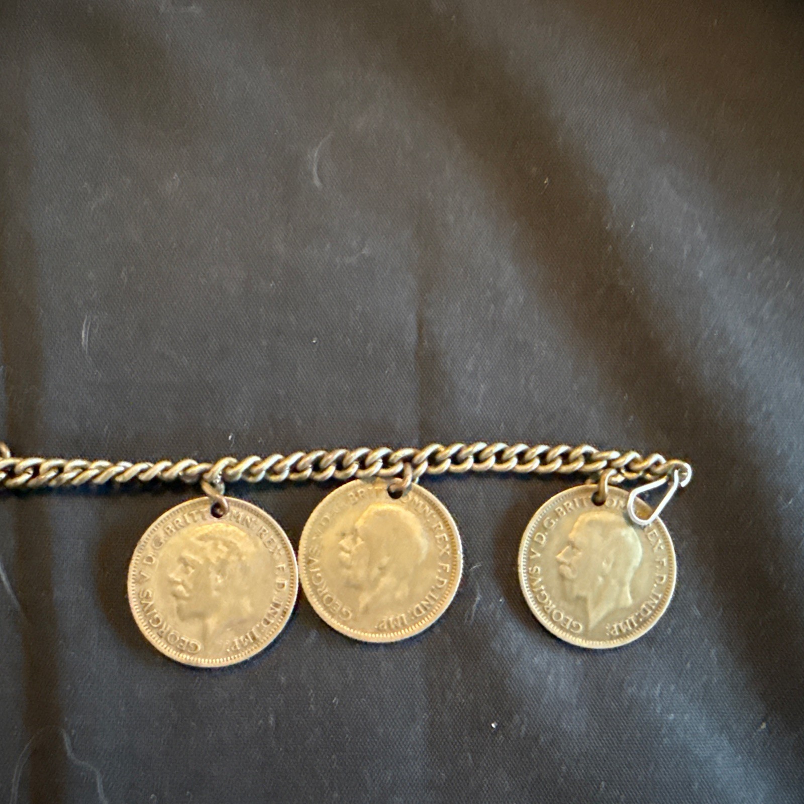 Antique Silver King George V Three pence Bracelet 1928-1936