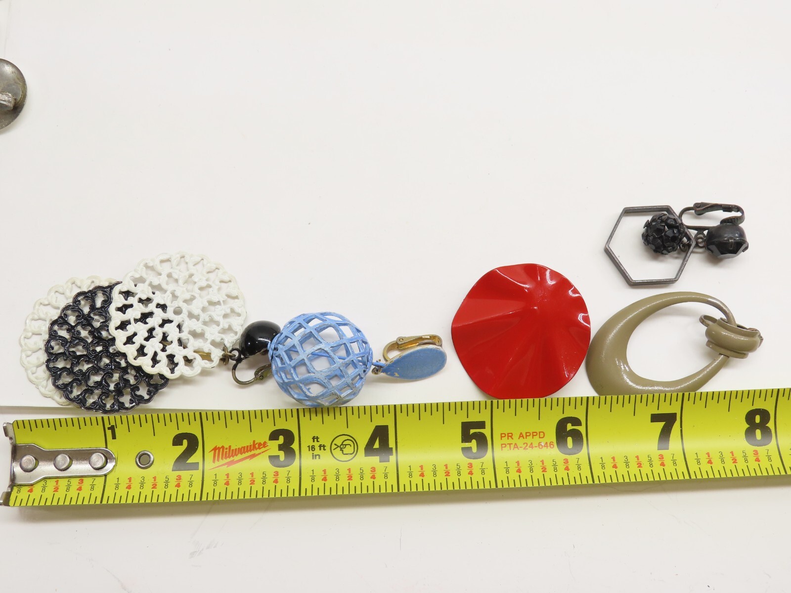 Vintage Earrings Enamel Clip On Lot Hoop Dangle + Minor Wear D2539
