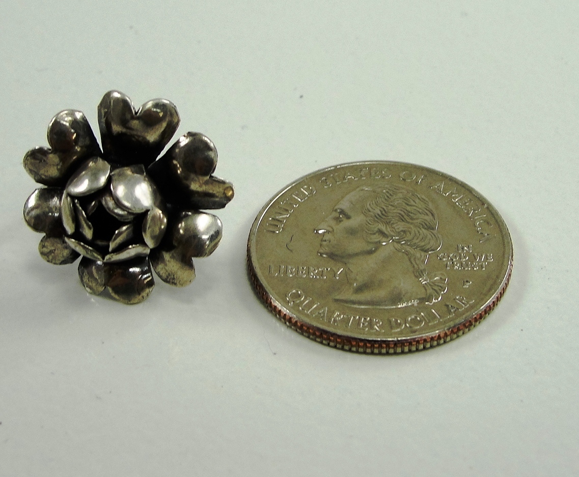 Vintage Sterling Sterling Flower Earrings Screw Back None Pierced Ears Handmade