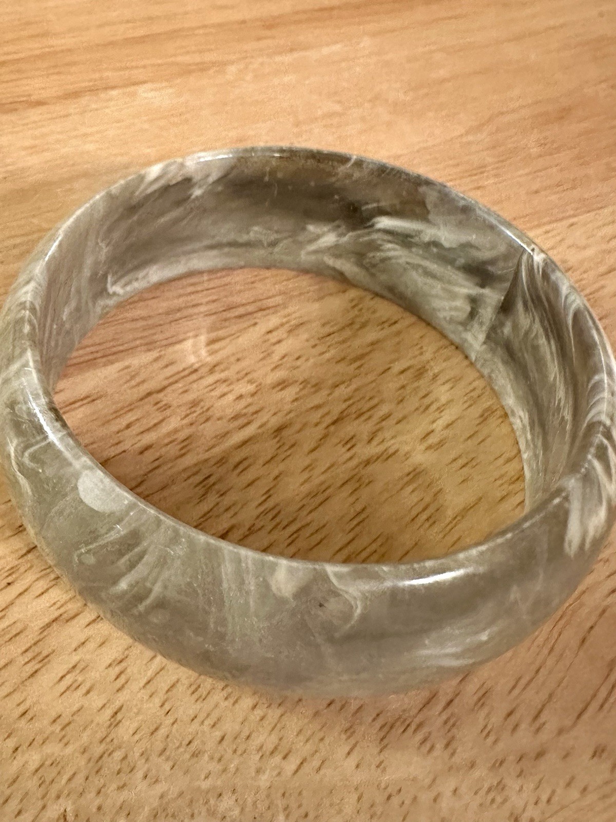 Vintage Two Lucite Bangle Bracelets. One Wide Chunky. One Moon Glow.
