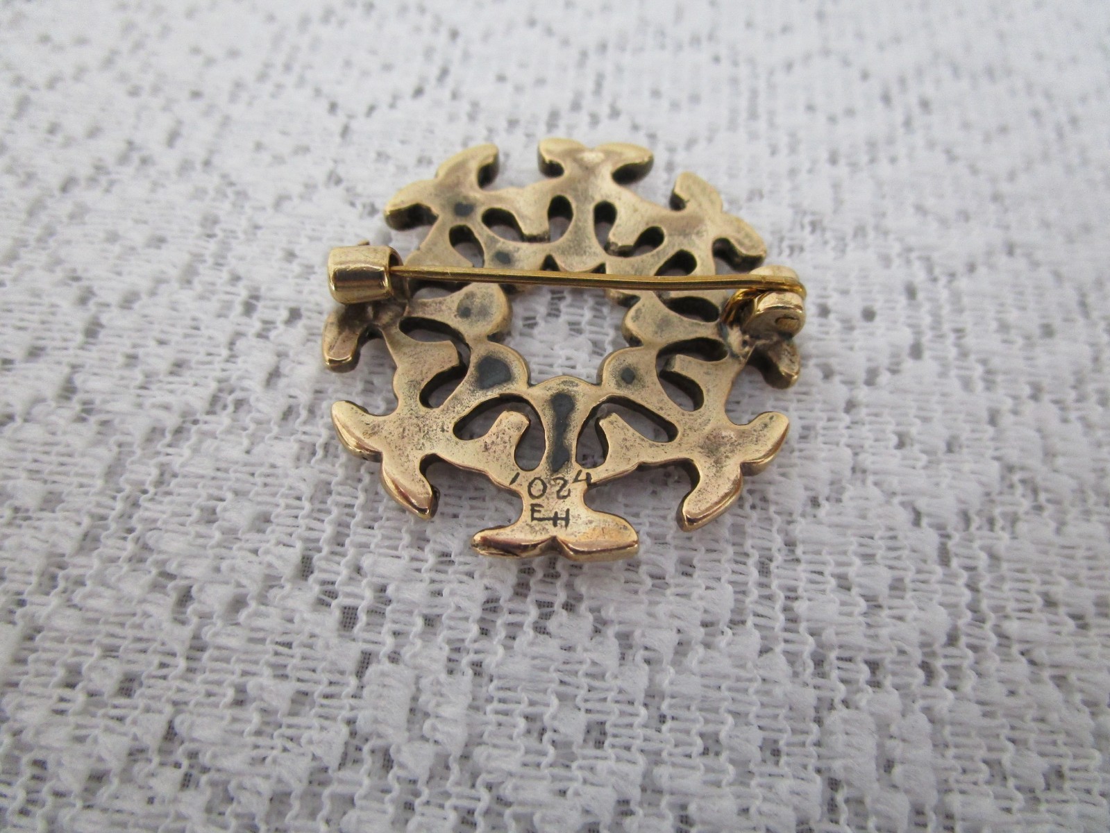 Vintage Antique ? Eivind Hillestad EH 1024 Brooch Pin Norway Gold Plated GC