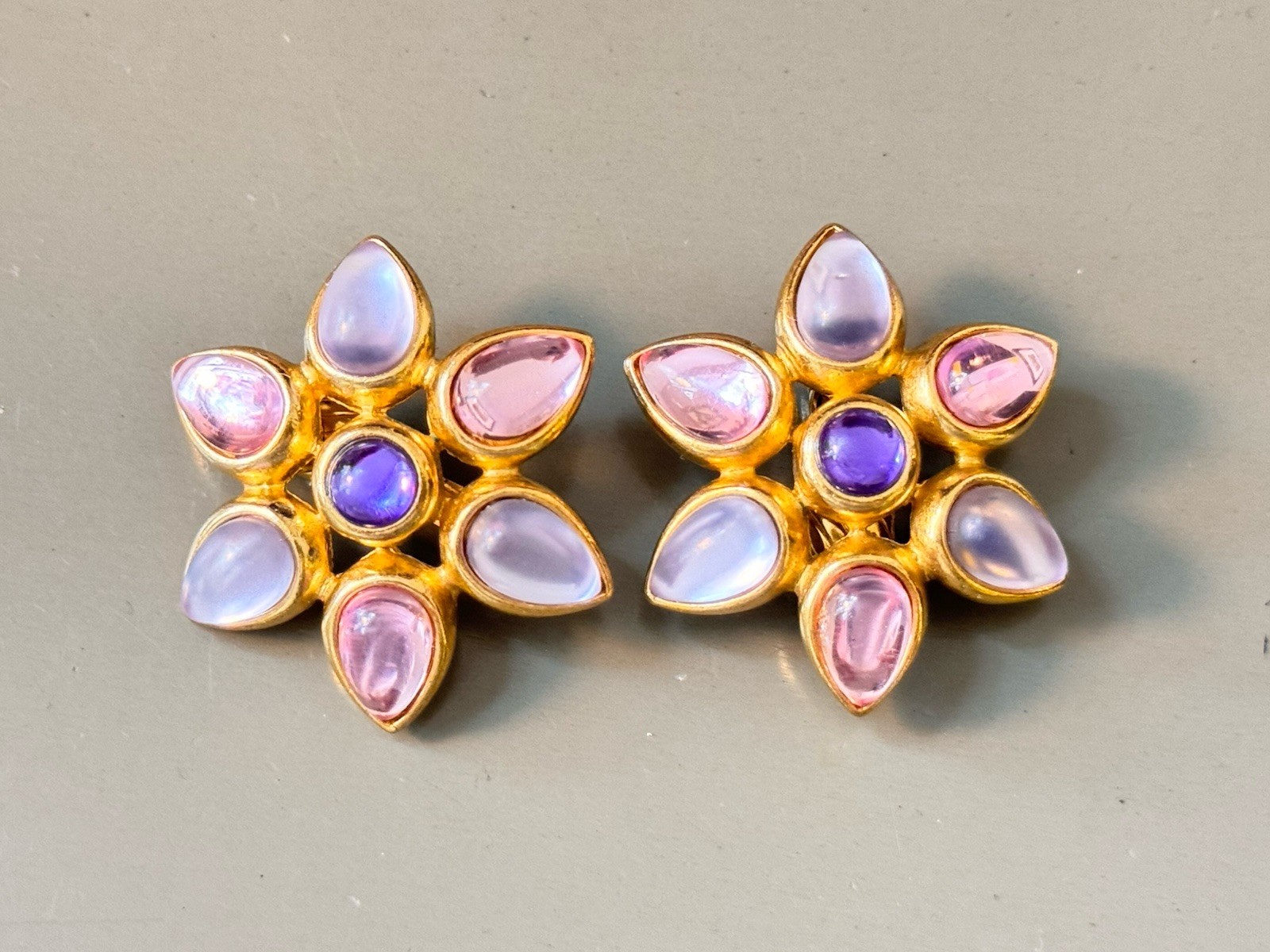 Vintage Signed MARVELLA Bracelet, Brooch Earring Set, Pink Lavender Faux Pearl