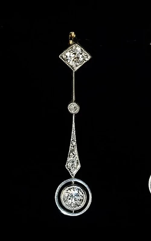 2.25Ct Art Deco Style Lab Created Diamond Wedding 14K White Gold Finish Earrings