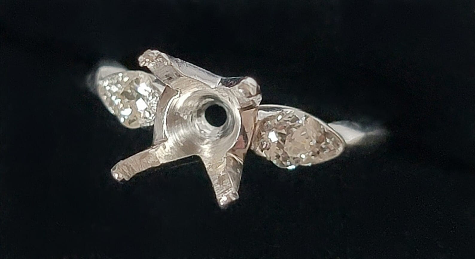 Victorian Platinum Diamond Semi Set Ring Setting 0.30cttw 1837-1901