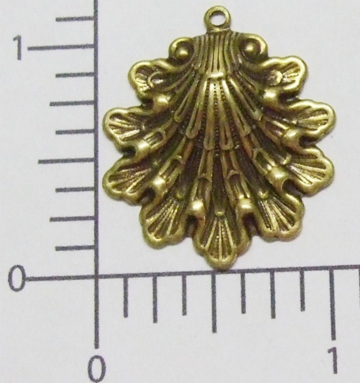 24163 2 Pc Brass Oxidized Victorian Shell Charm Jewelry Finding
