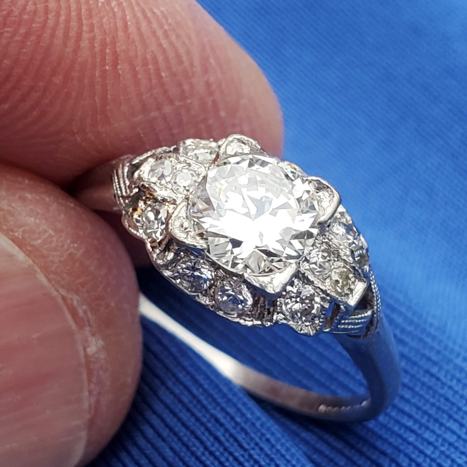 Original EARTH MINED DIAMOND Deco Engagement Ring Vintage PLATINUM Solitaire 6