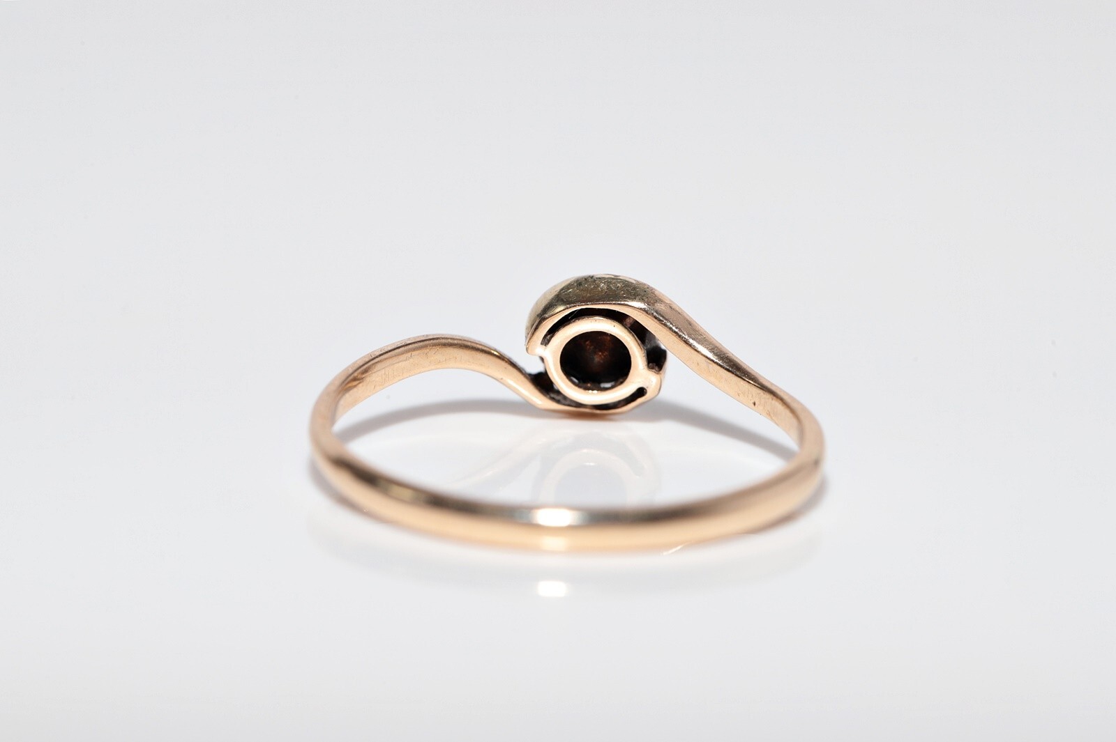 Antique Circa 1900s Handcrafted 14k Gold Natural Rose Cut Diamond Solitaire Ring