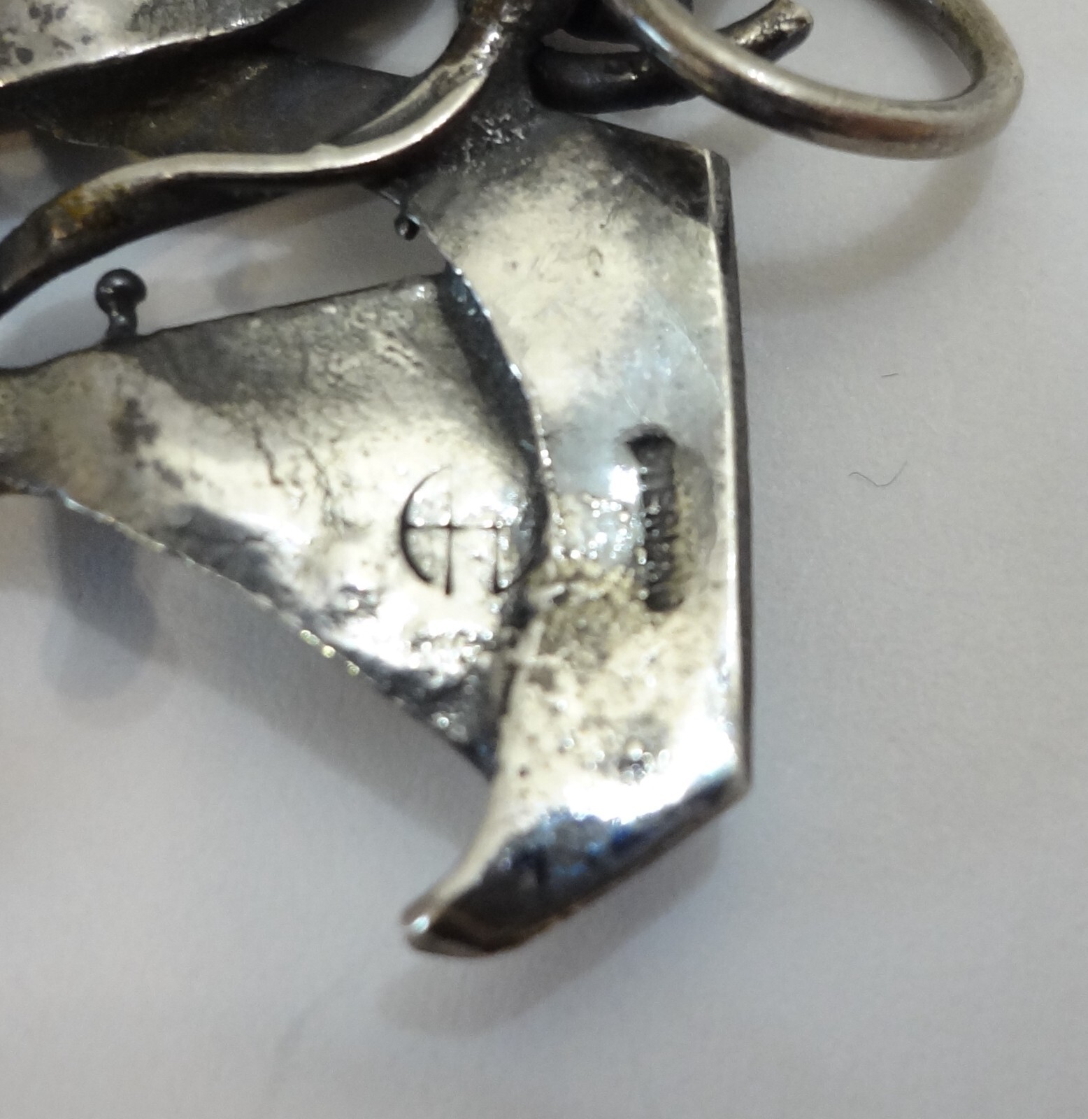 Mid Century Abstract Brutalist Sterling Silver Signed (Unknown Hallmark) Pendant