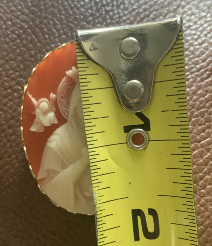 Coral Cameo Brooch Our Lady Perpetual Help Adoring Angels Mary Jesus Religious