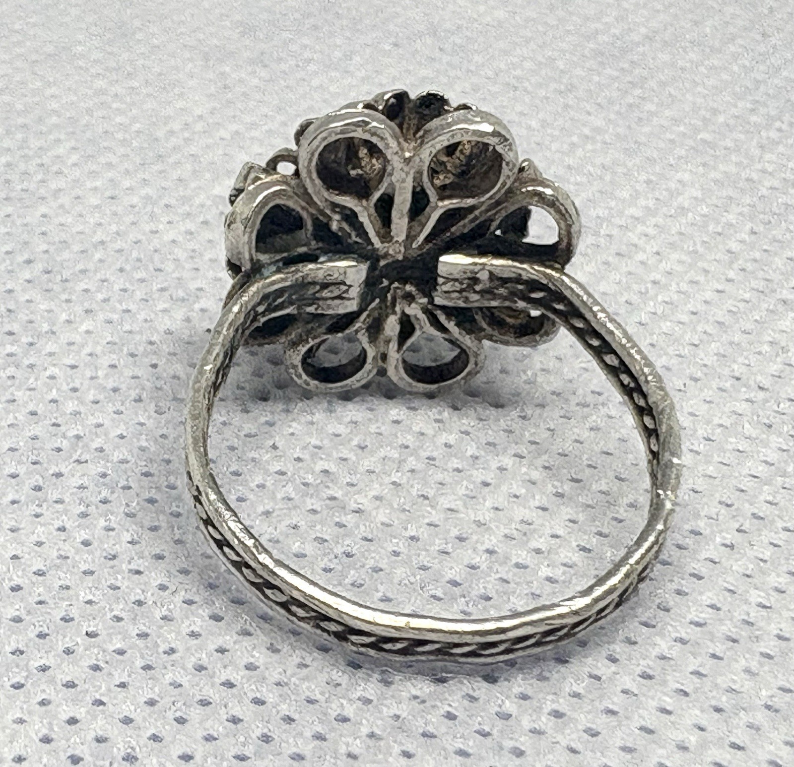 (19) ANTIQUE Historic 1870-1890s Red Coral 800 or 835 Silver size 7.5 Ring (925)