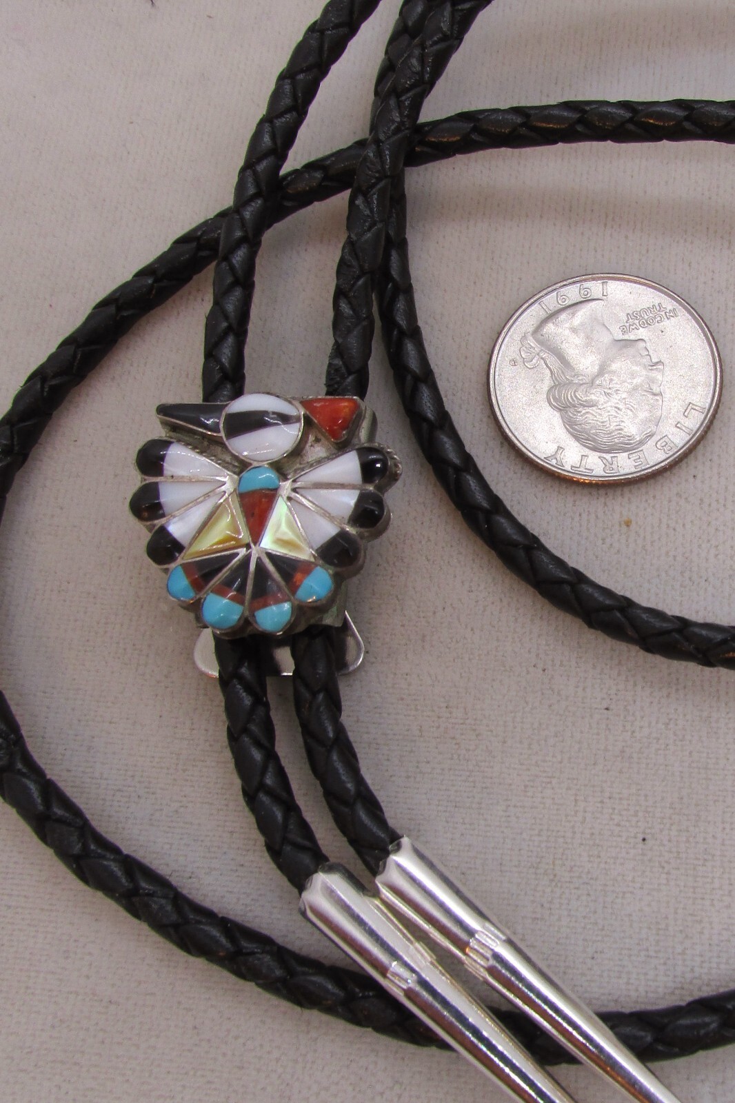 VINTAGE SOUTHWEST N A THUNDERBIRD BOLO TIE STERLING