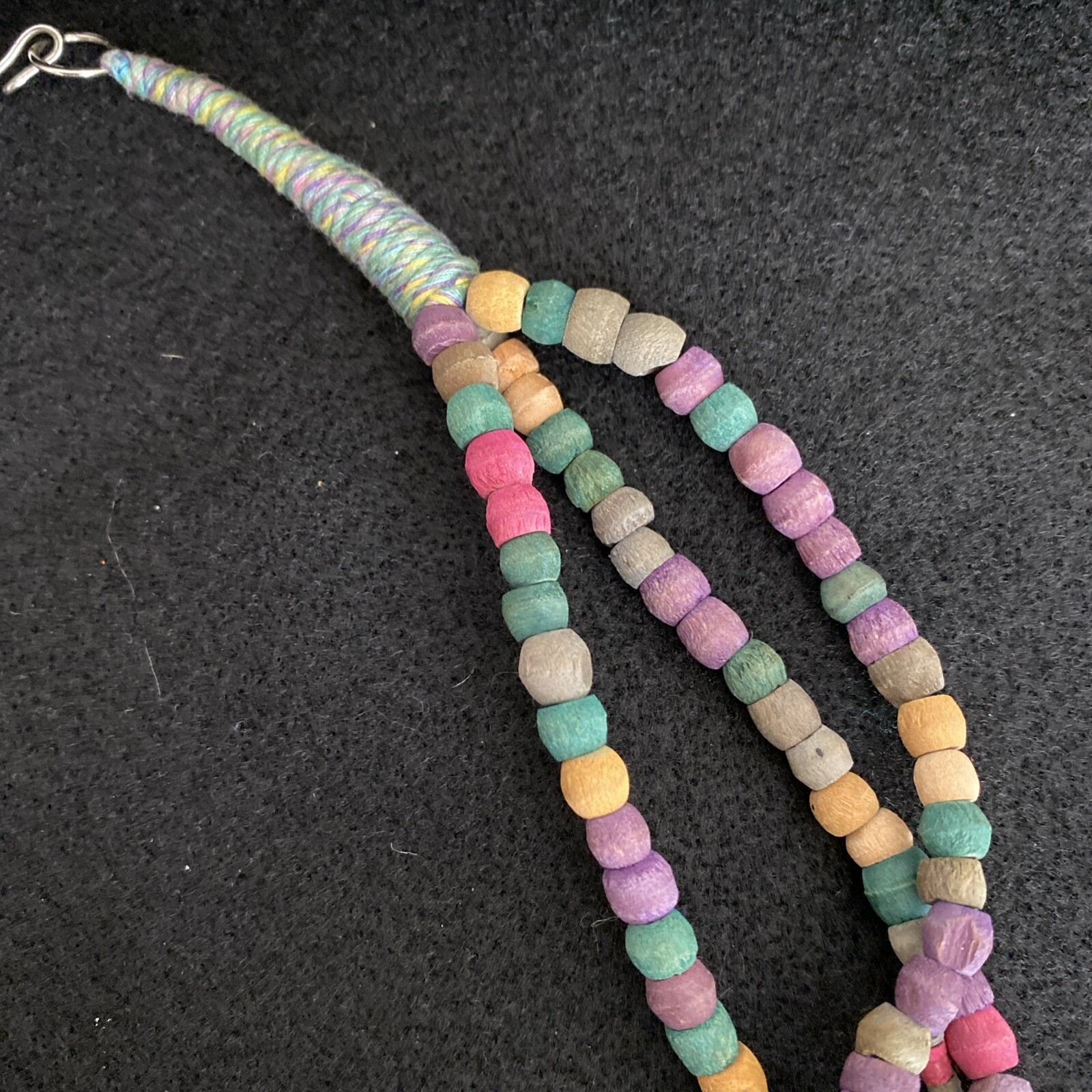 Vintage African Multi-Strand Wooden Carved Animal & Beads Necklace Earrings Set