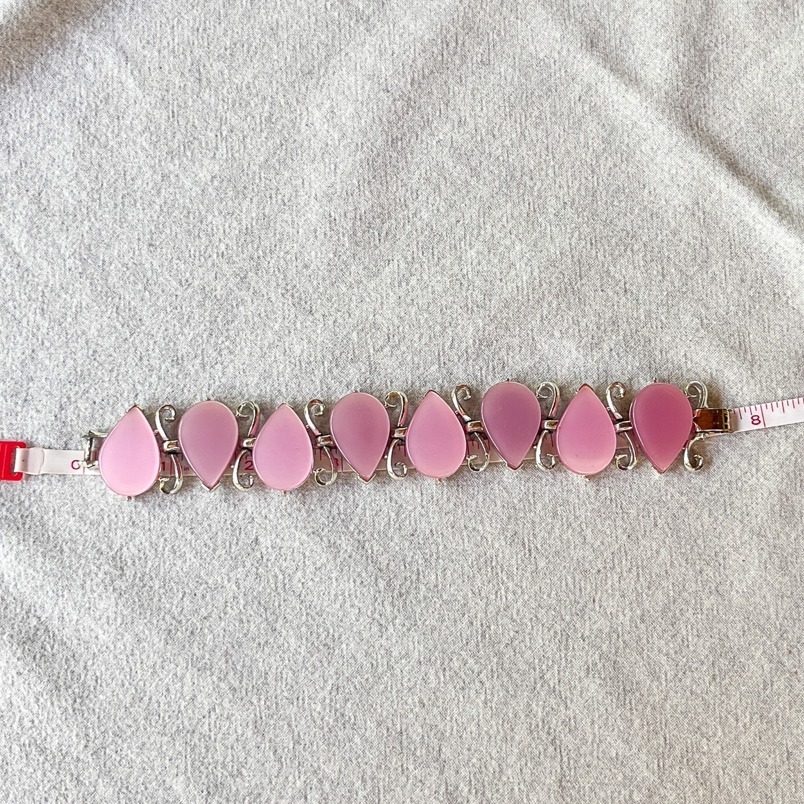 Vintage Pink Thermoset Bracelet Moonglow Atomic Mid Century Costume Jewelry