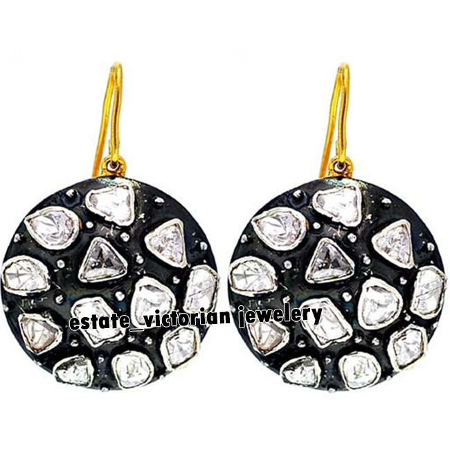 Vintage Style 2.40Ct Genuine Old Mine Antique Cut Diamond Silver Earring Jewelry