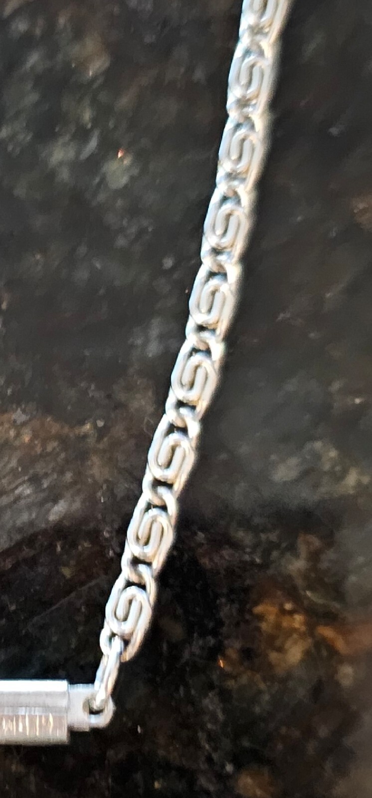 Chain Necklace Silver Tone Marked Germany Fold Over Clasp 18″