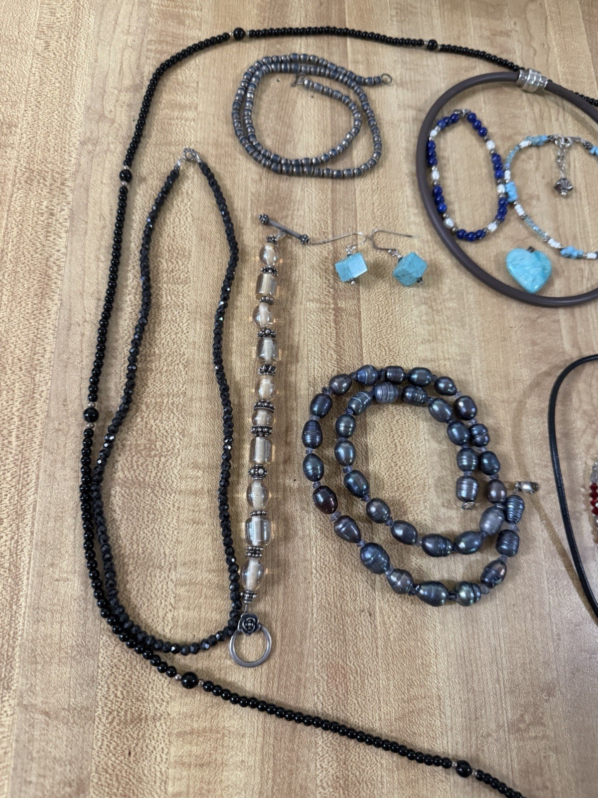 Sterling Silver Vintage Modern Mix Bead Plastic Stone Necklaces Bracelet Lot