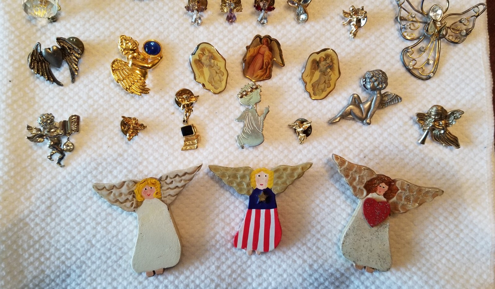 Lot of 40 ~ Vintage to Modern Angel Pins & Brooches ~ Marked & Unmarked