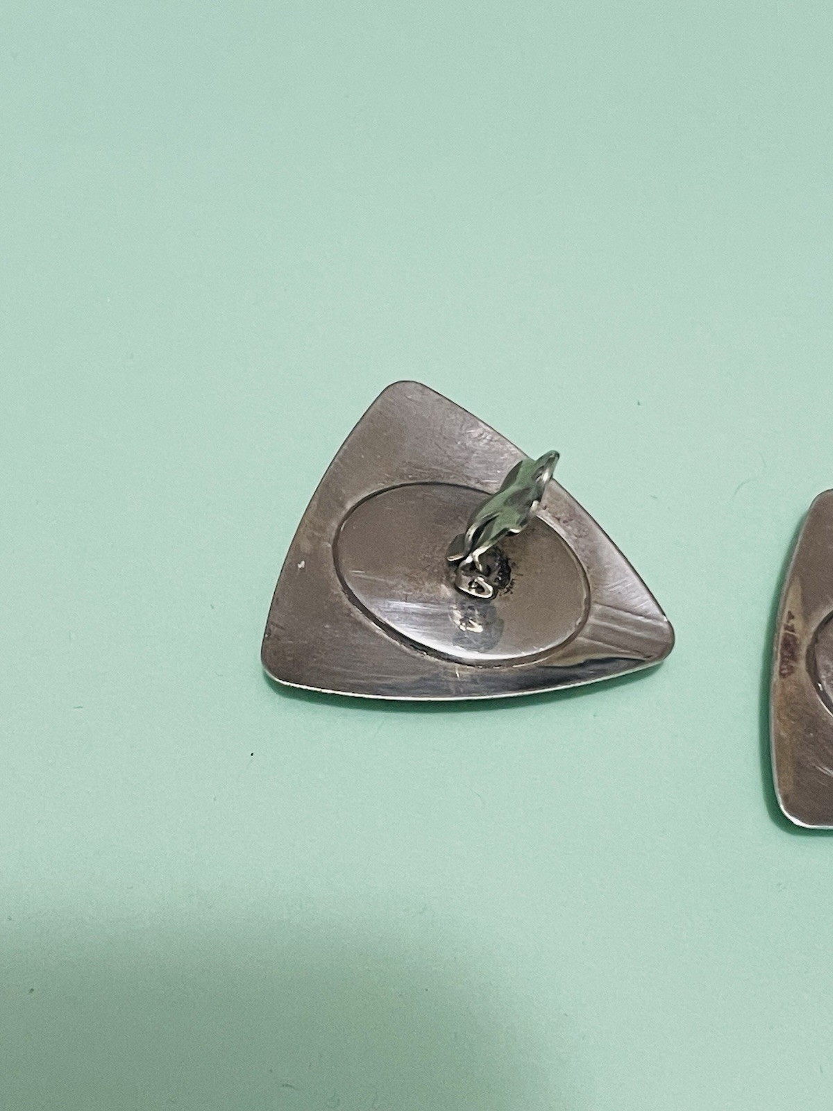 N/A? Zuni Style Mosiac Sterling Silver Earrings Clip-on Large Vintage/Retro 20g