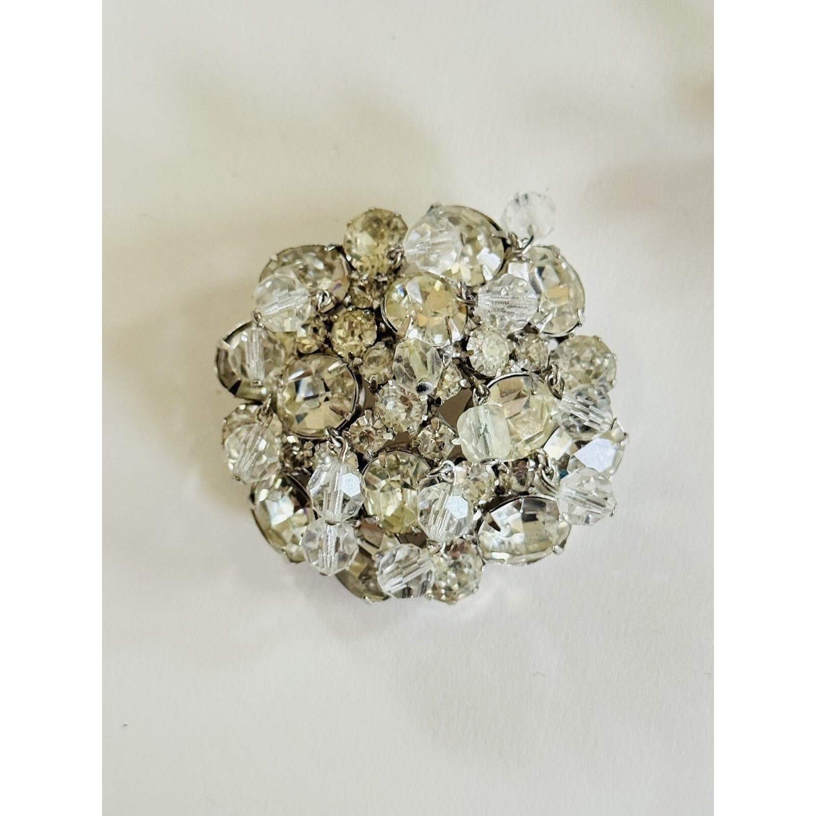VTG Kramer Signed Pin Brooch Clip Earrings Matching Set Crystal Rhinestone Rare