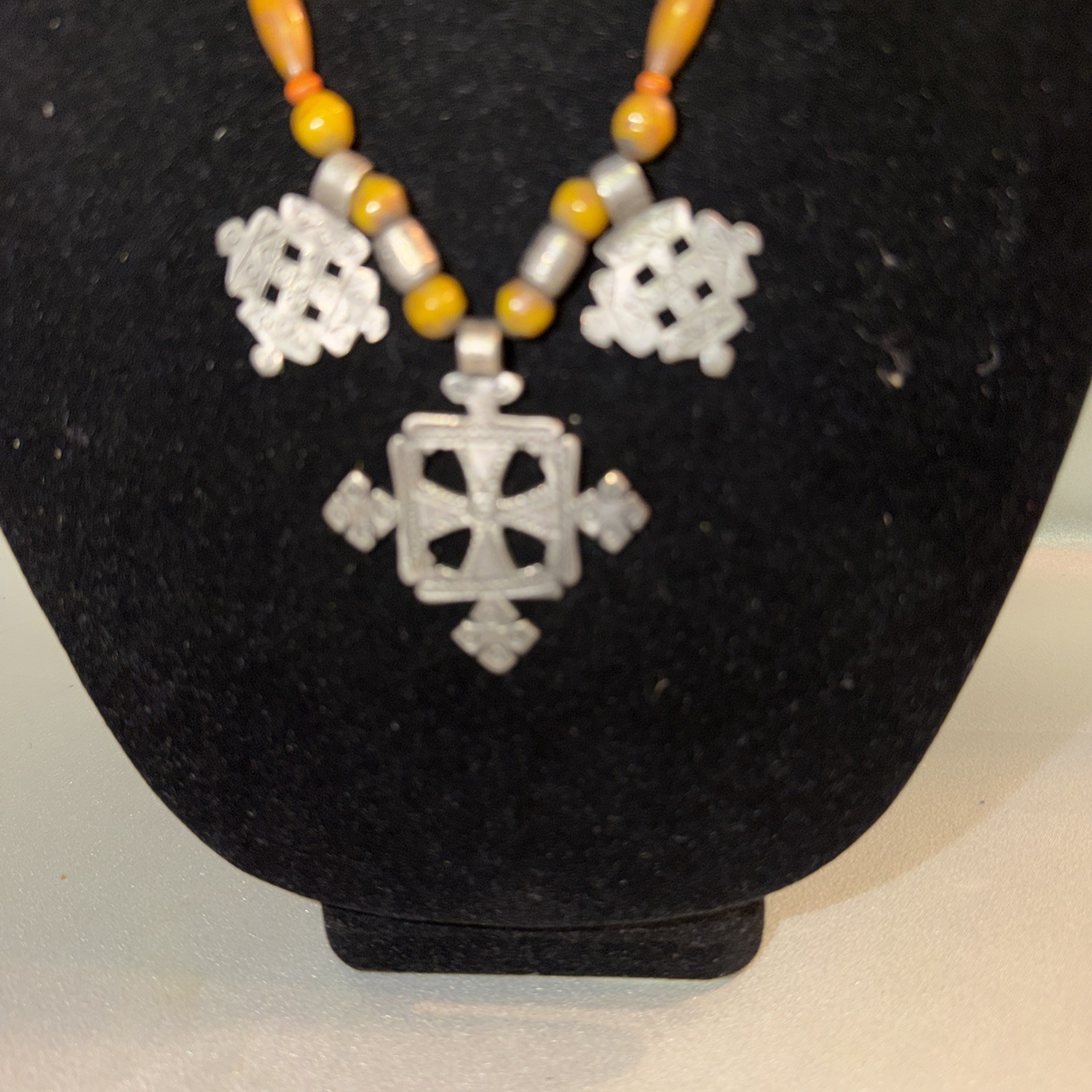 Vintage Retro Multi Beaded Pendant Necklace 20 Inches Long