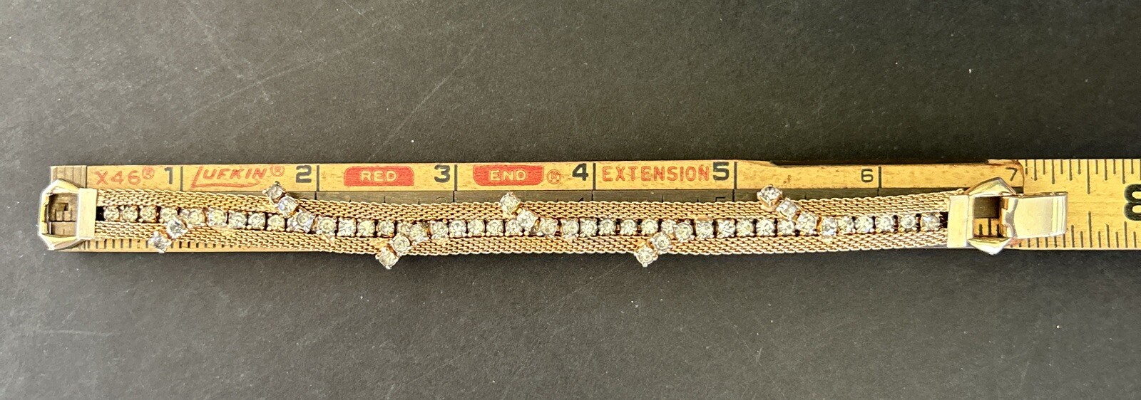 Vintage Jewels By Julio Gold Mesh Rhinestone Bracelet