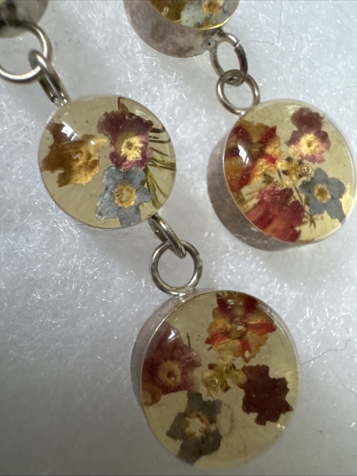 Dried Flowers Acrylic Earrings Sterling Silver Hook Pierced Jewelry 🌸 Retro
