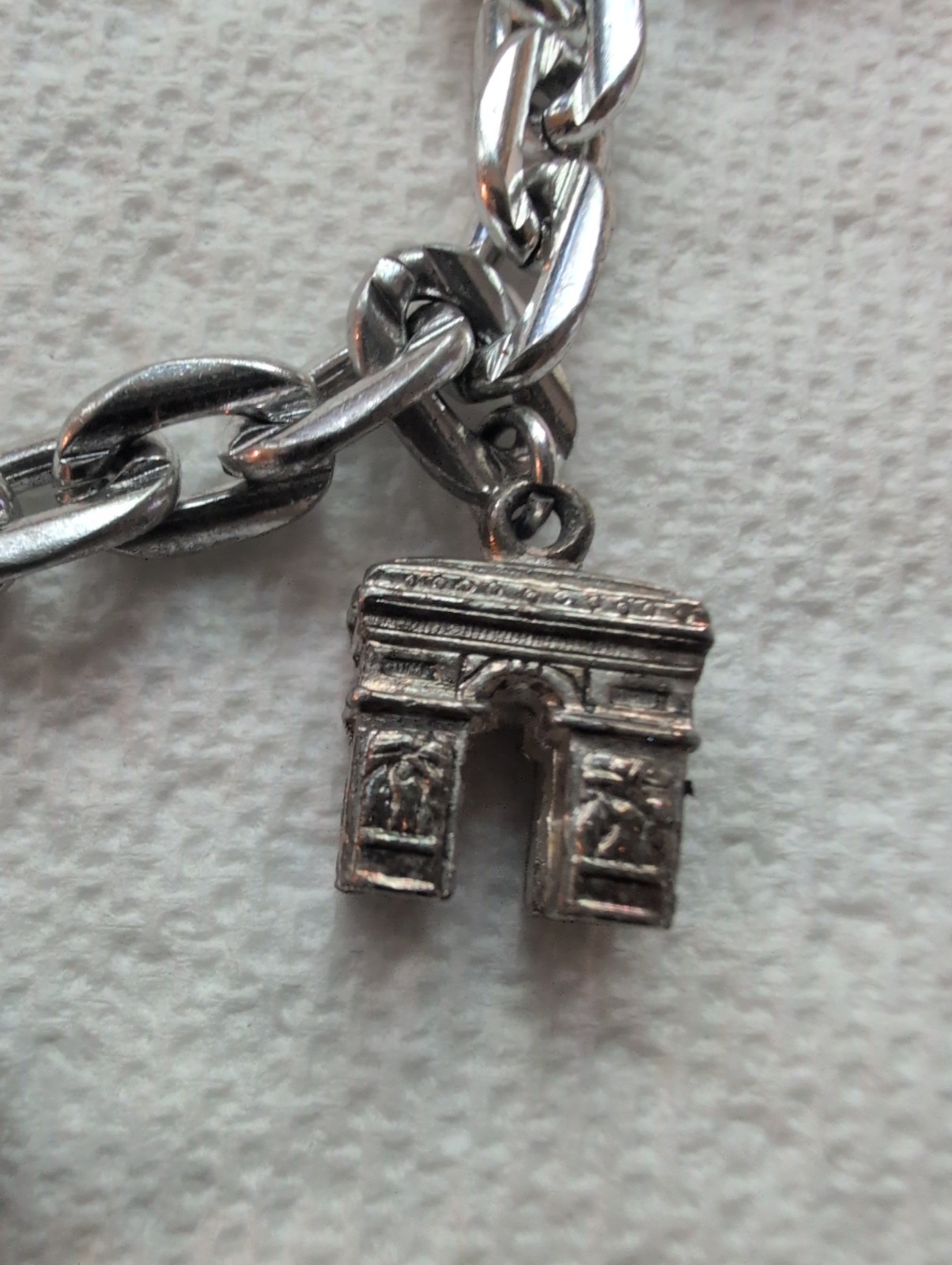 Vintage French Silver‑Tone Charm Bracelet “Made in France” Eiffel Tower