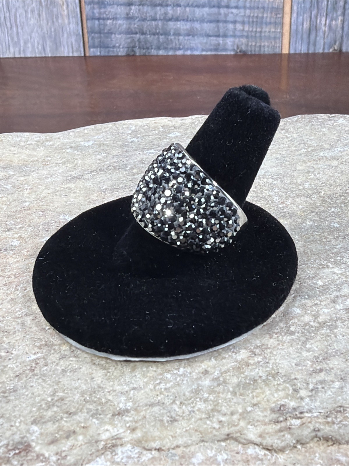 Stainless Steel – JCM JACMEL MAURITIUS gray Crystal Pave Cocktail Ring Size 6