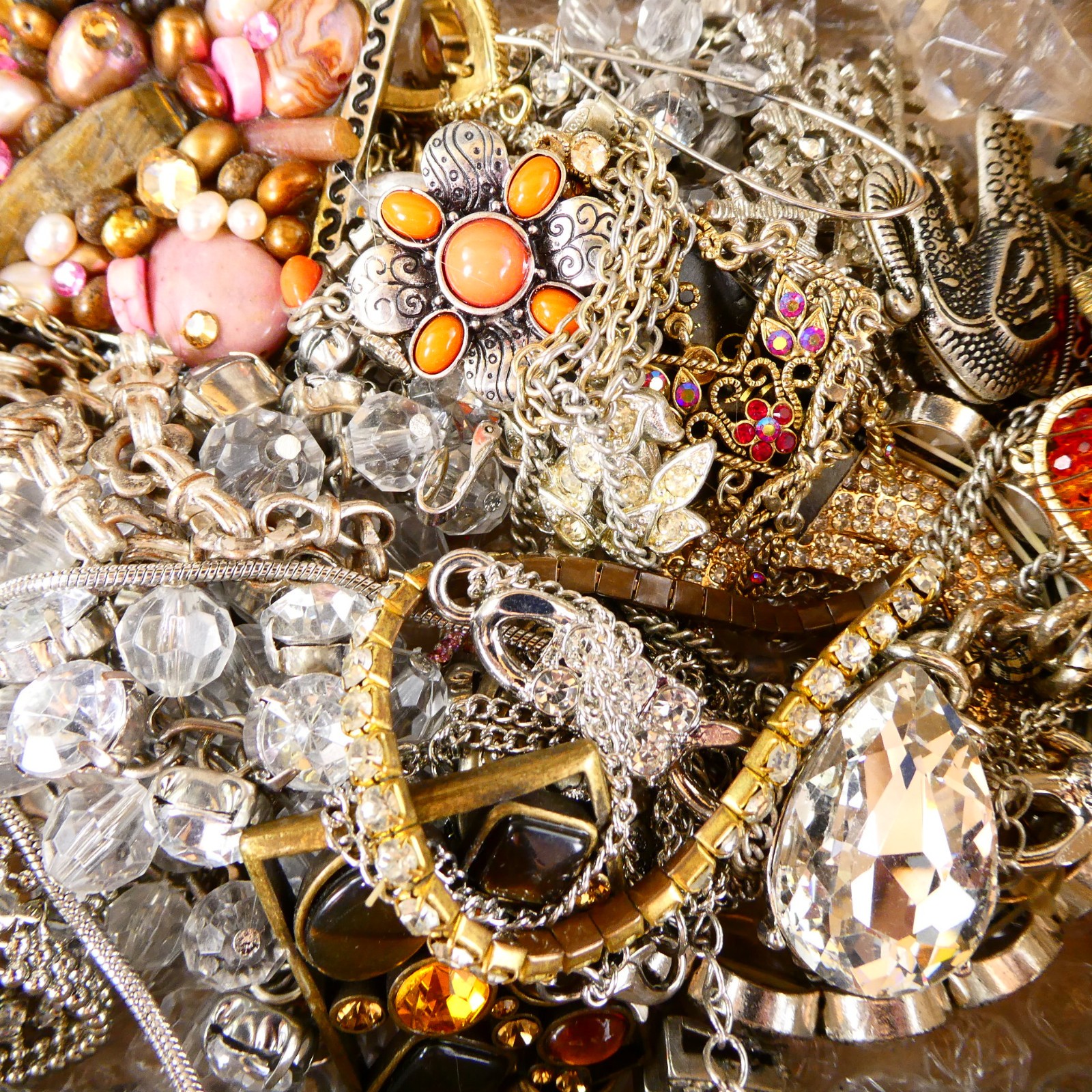 Vintage To MOD ALL RHINESTONE BLING Craft/Junk Jewelry 2.2 lbs Arts Crafts DIY