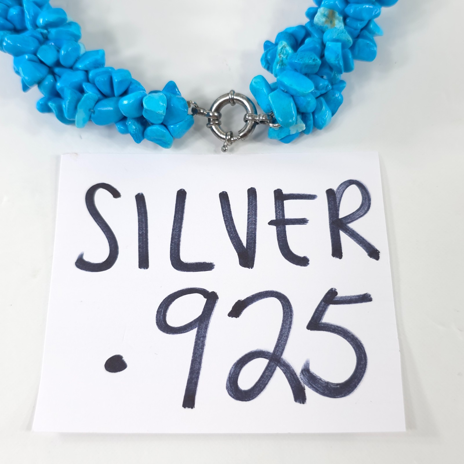 VINTAGE CAROLYN Pollack Sterling Silver .925 BLUE Turquoise Necklace 21 in *EUC*