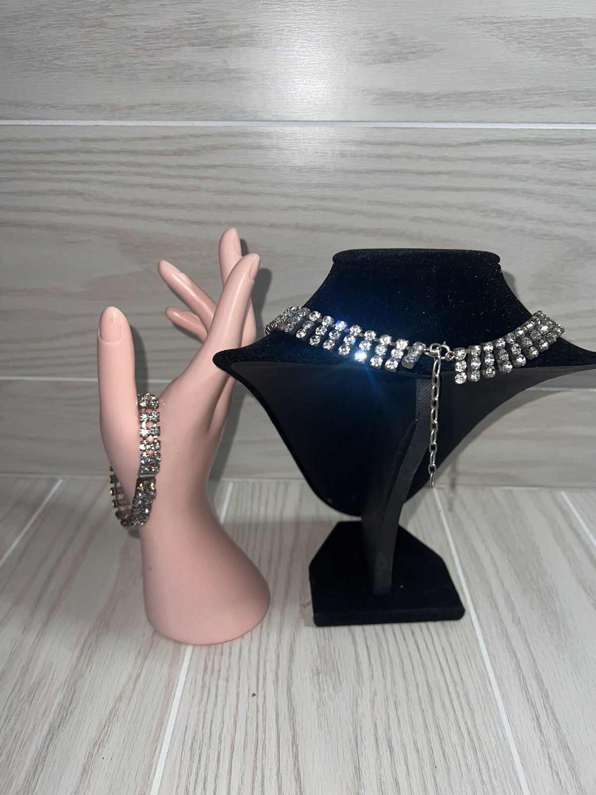 Vintage Rhinestone necklace bracelet set STUNNING None Missing