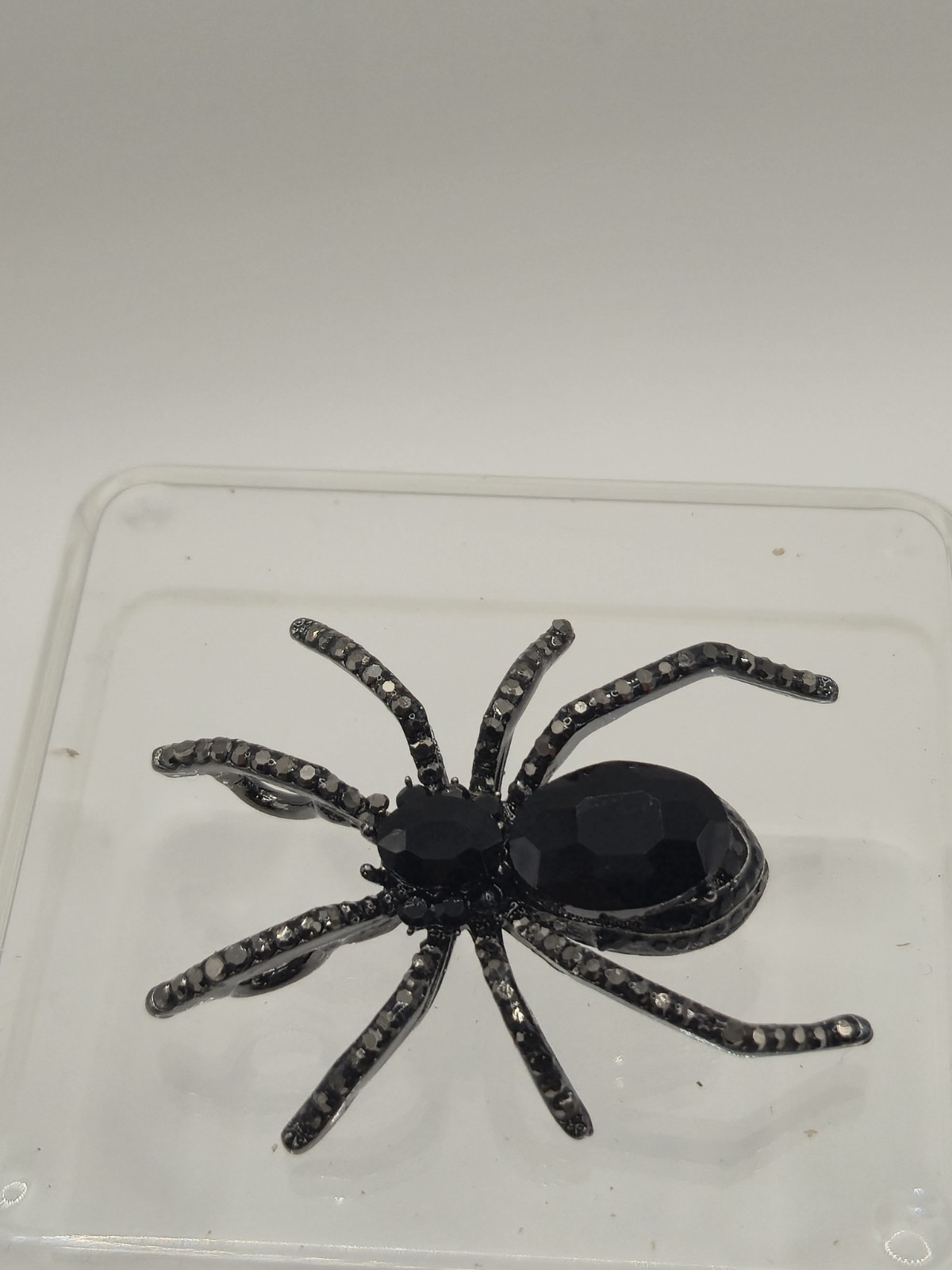 Black Rhinestone Spider Brooch Unbranded