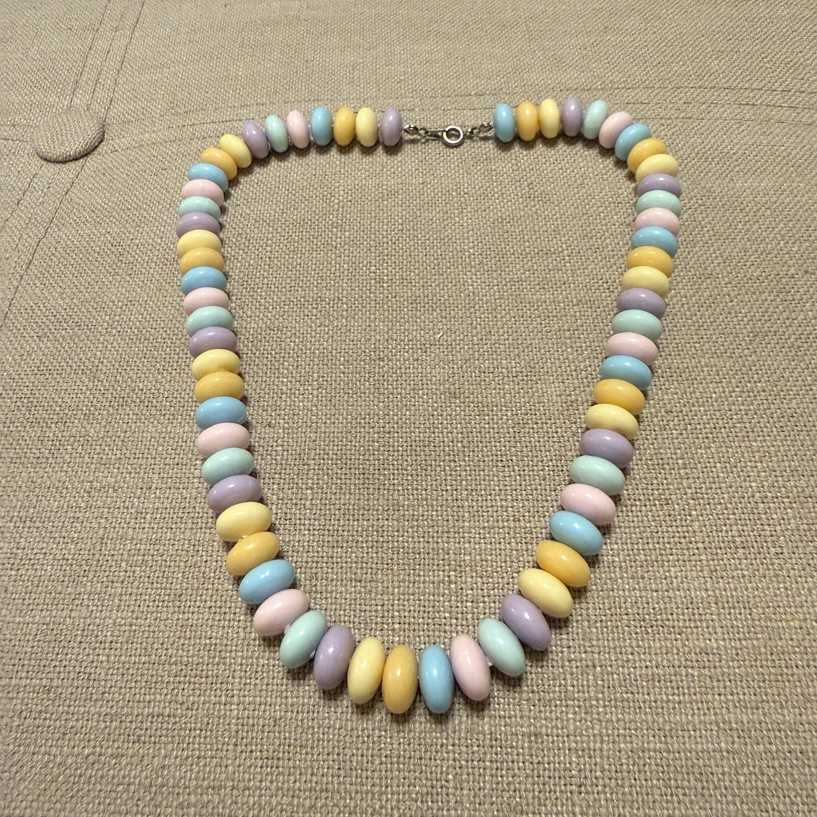 Vintage multi-color pastel candy Plastic beaded necklace smooth beads