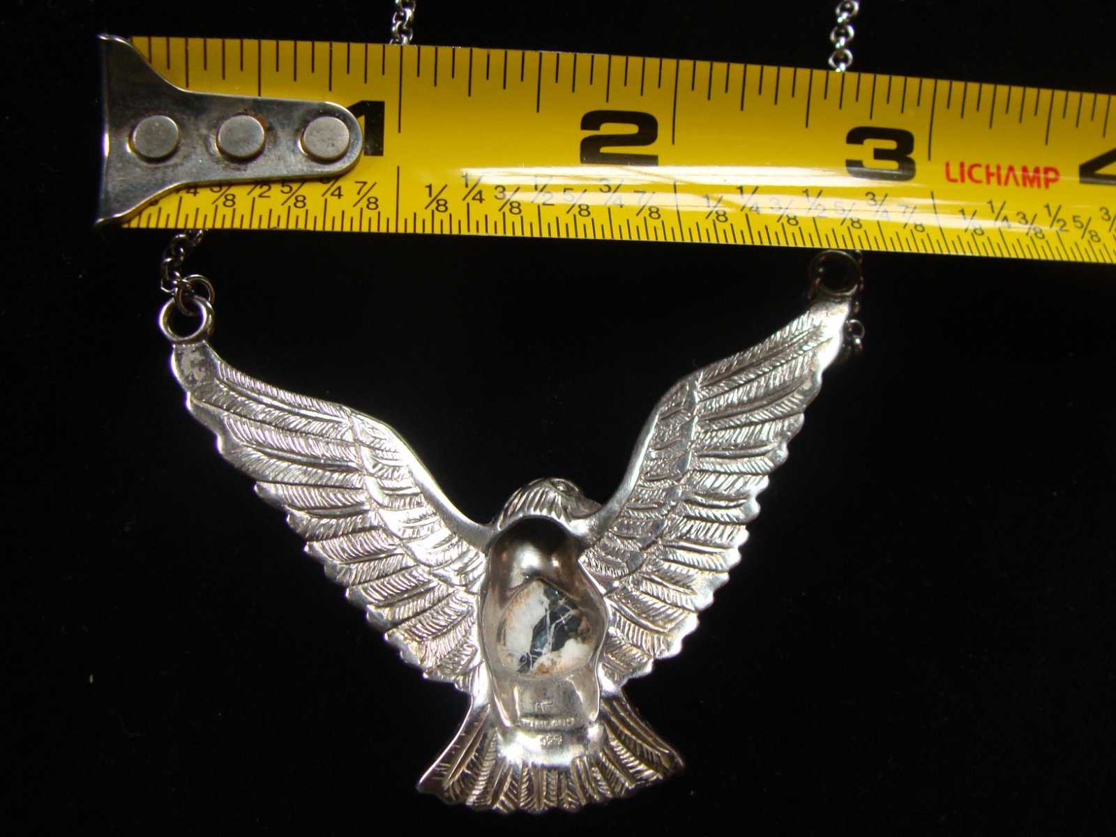 Vintage Sterling Silver Eagle Pendant & Chain Necklace Adjustable 18-21 in long