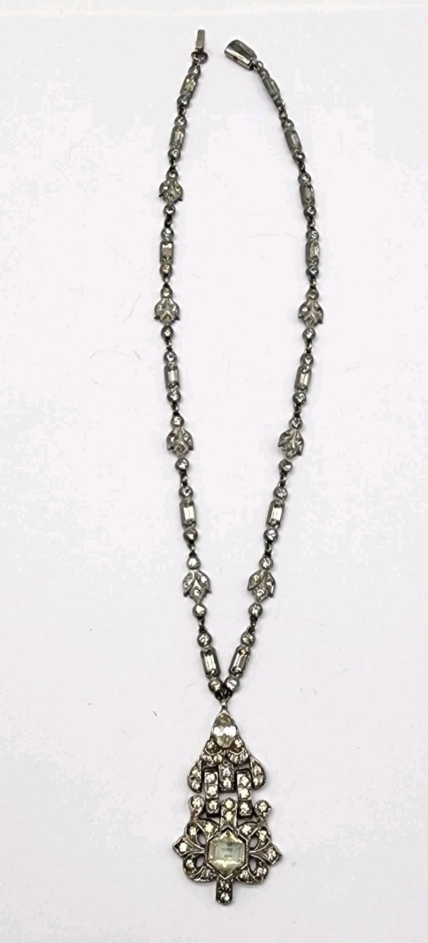 Art Deco Paste Rhinestone Festoon pendant Necklace 1920s antique