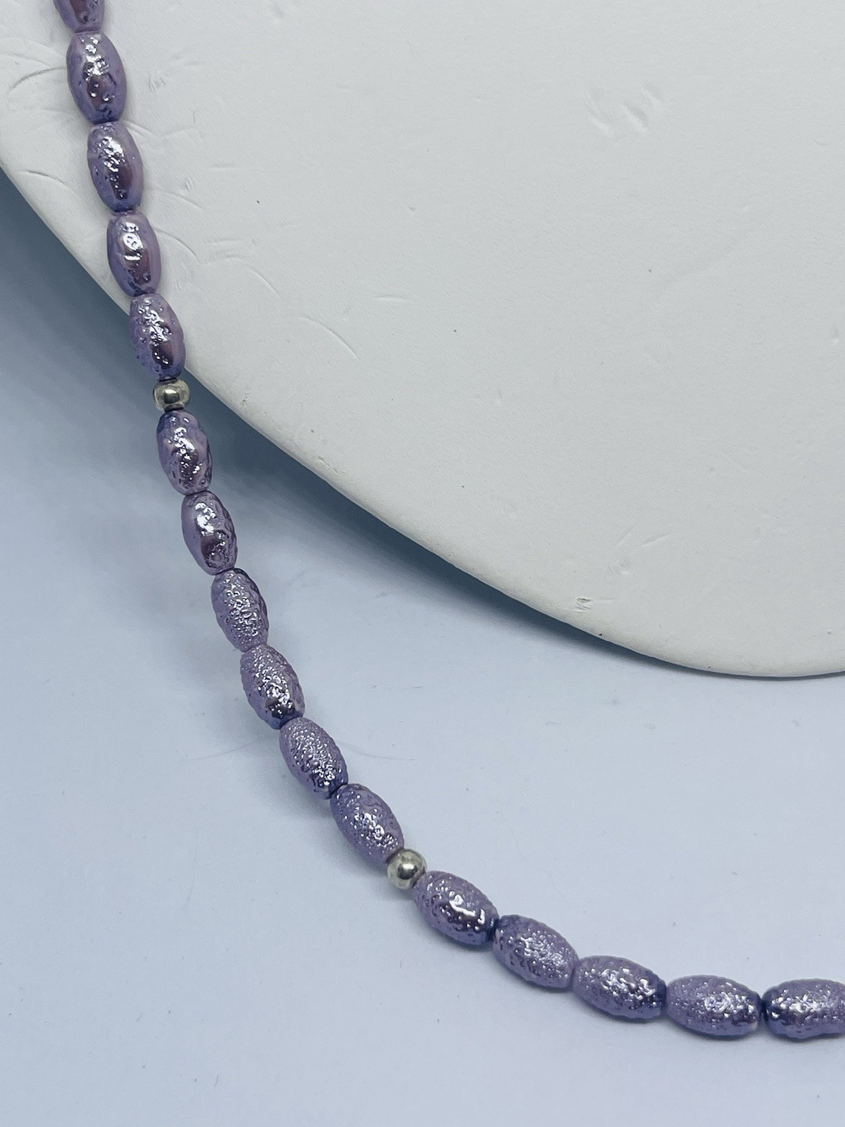 Fab 1950s Lavender Freshwater Pearls Necklace Orate Magnetic Clasp Japan VTG