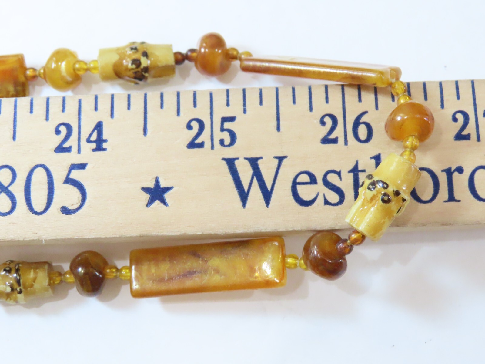 Vintage Necklace Lot Beaded Lucite + Tribal 23-26″ Yellow Butterscotch D1887