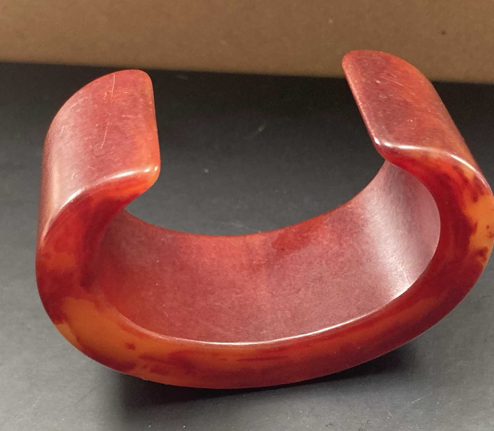 Vintage Awesome Bracelet Cuff Resin Reddish-Orange SMALL