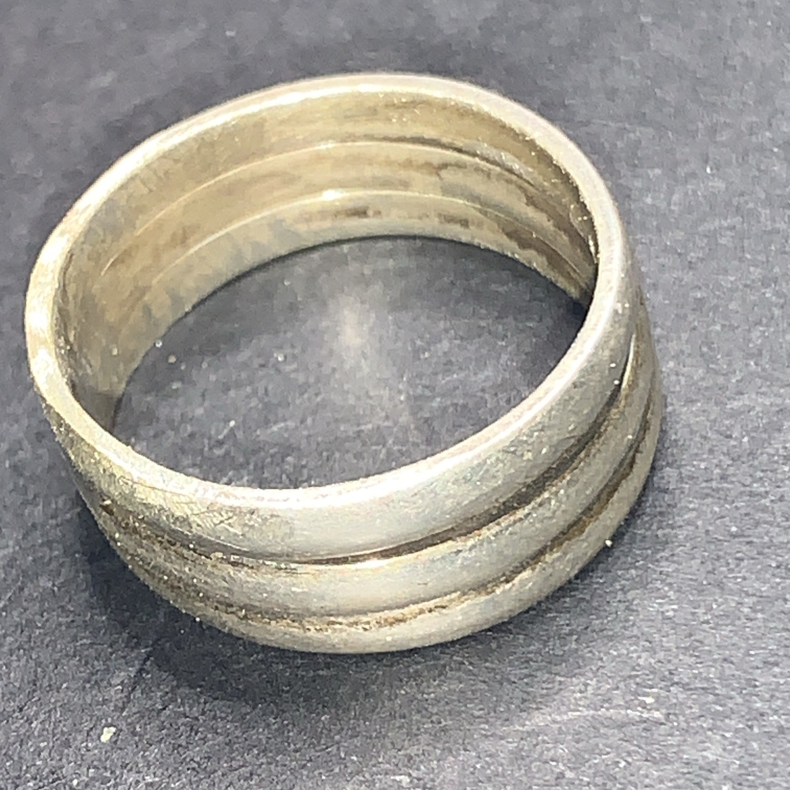 STERLING SILVER .925 Lot Ring 026 Sz 6 3 Tri Stack Stacked Stackable Bands Band